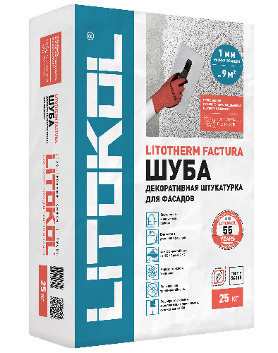 Фасадная штукатурка «Шуба» LITOTHERM FACTURA, фракция 1 мм, мешок, 25 кг, LITOKOL